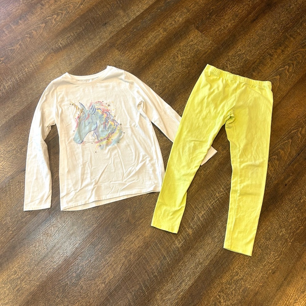 Cat & Jack Unicorn Top and Yellow Leggings Set